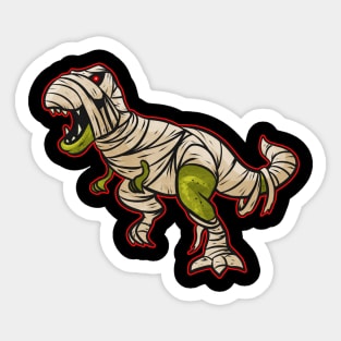 Dinosaur Wrapped In Bandages As A Mummy Costume On Halloween Sticker